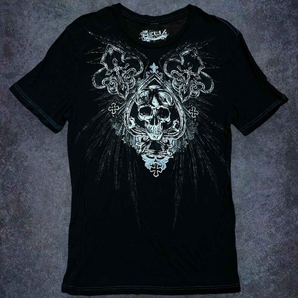 y2k winged skull gothic emo affliction style t shirt